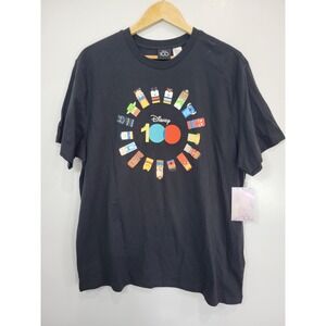 Disney 100th Anniversary Shirt Black Short Sleeve Graphic Tee XL Special Edition